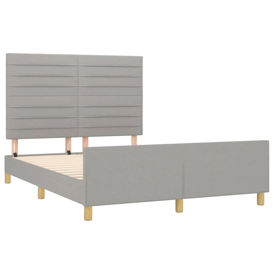 Cadre de lit sans matelas gris clair 140x200 cm tissu - 4