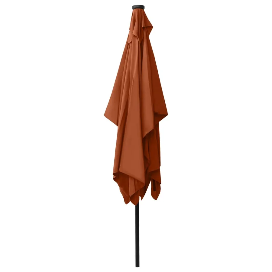 Parasol de jardin avec LED et mât en acier terre cuite 2x3 m - 6