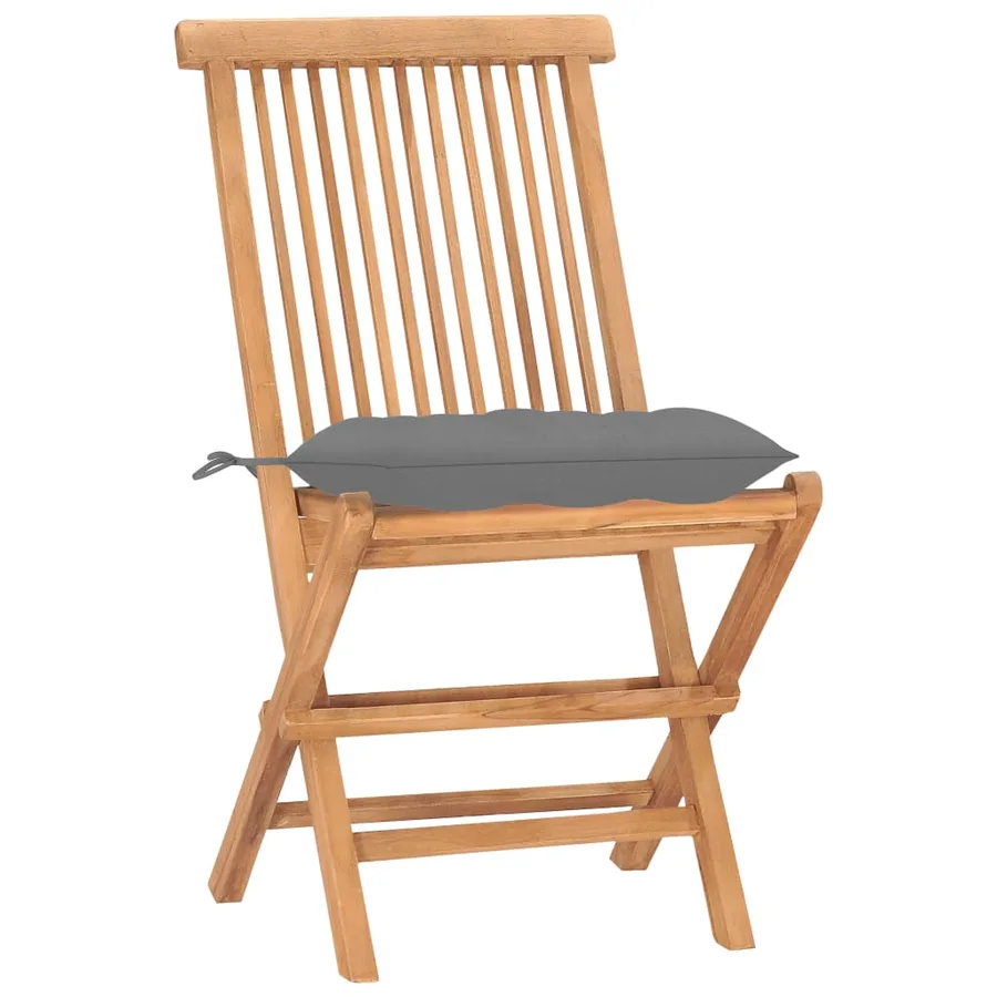 Ensemble à manger d'extérieur pliable avec coussin 3 pcs Teck - 3