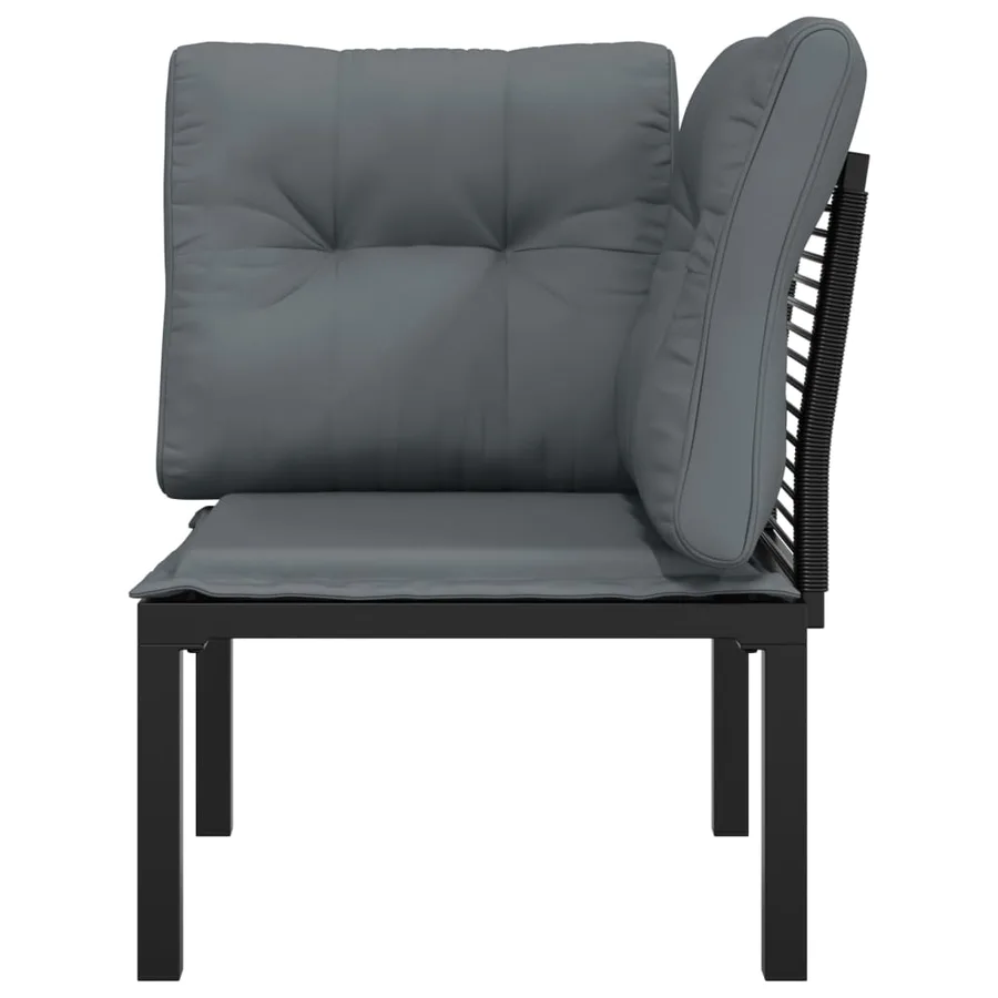 Chaise d'angle de jardin avec coussins noir/gris résine tressée - 4