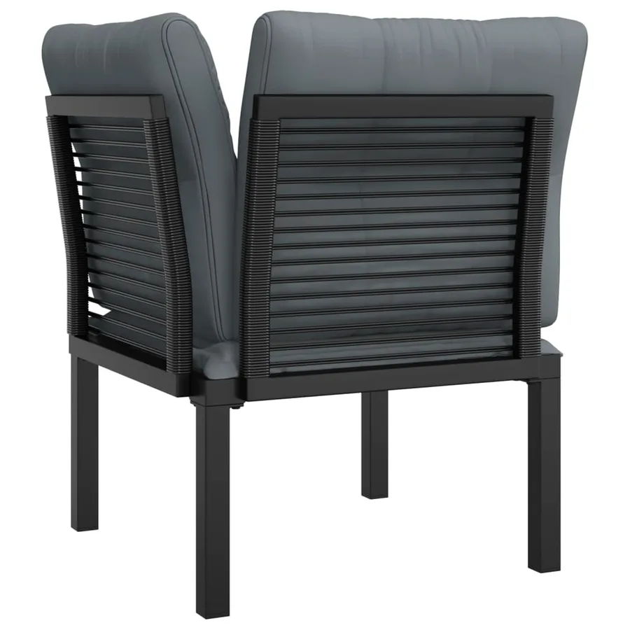 Chaise d'angle de jardin avec coussins noir/gris résine tressée - 5