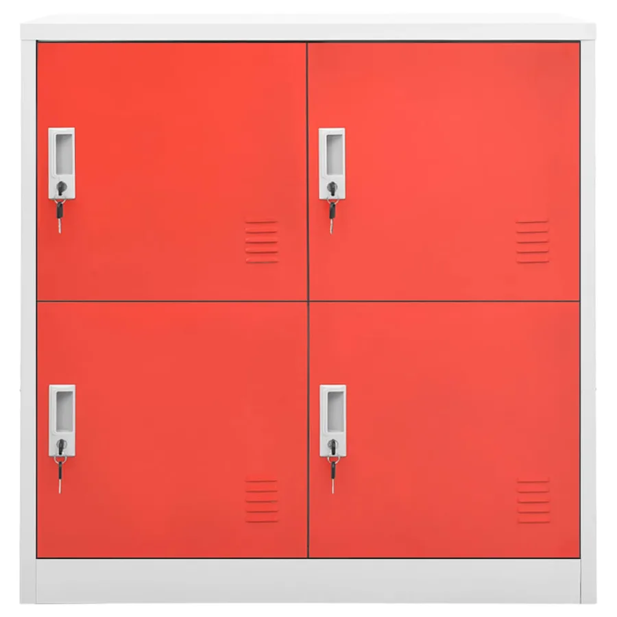 Armoires à casiers 2 pcs Gris clair et rouge 90x45x92,5cm Acier - 3