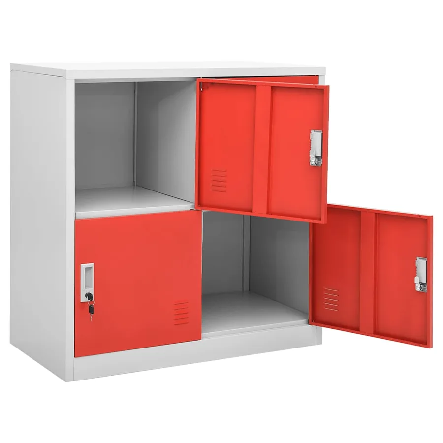 Armoires à casiers 2 pcs Gris clair et rouge 90x45x92,5cm Acier - 6