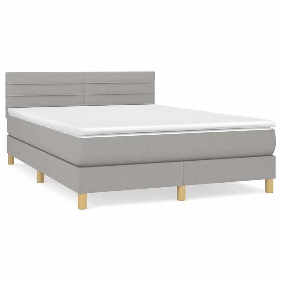 Sommier à lattes de lit avec matelas Gris clair 140x200cm Tissu - 2