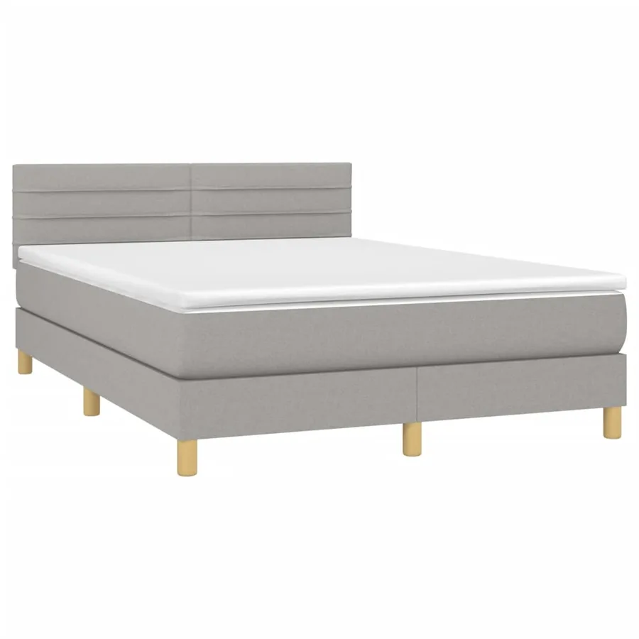 Sommier à lattes de lit avec matelas Gris clair 140x200cm Tissu - 3