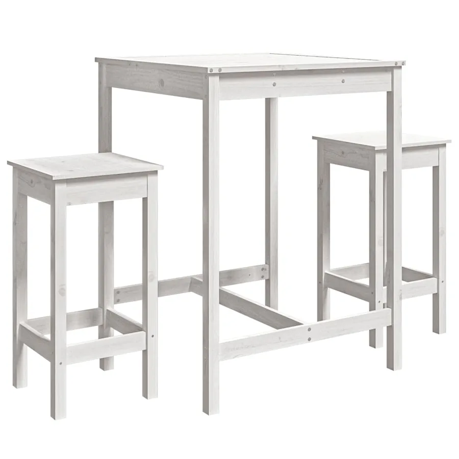 Ensemble de bar de jardin 3 pcs blanc bois de pin massif - 2