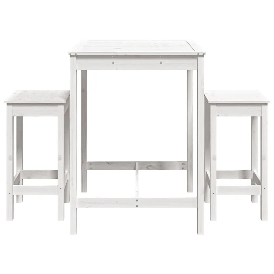 Ensemble de bar de jardin 3 pcs blanc bois de pin massif - 4