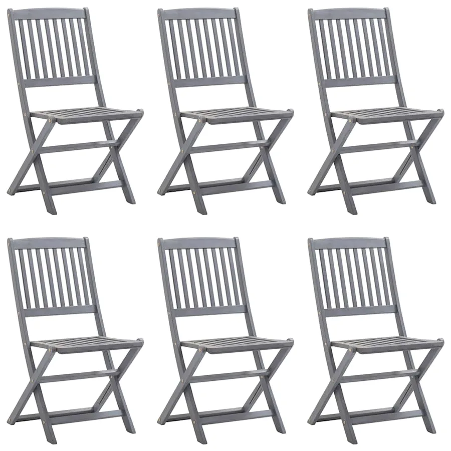 Chaises pliables d'extérieur lot de 6 et coussins Bois d'acacia - 3