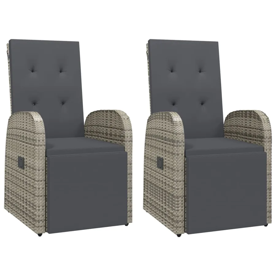 Ensemble à manger de jardin 3 pcs coussins gris résine tressée - 4