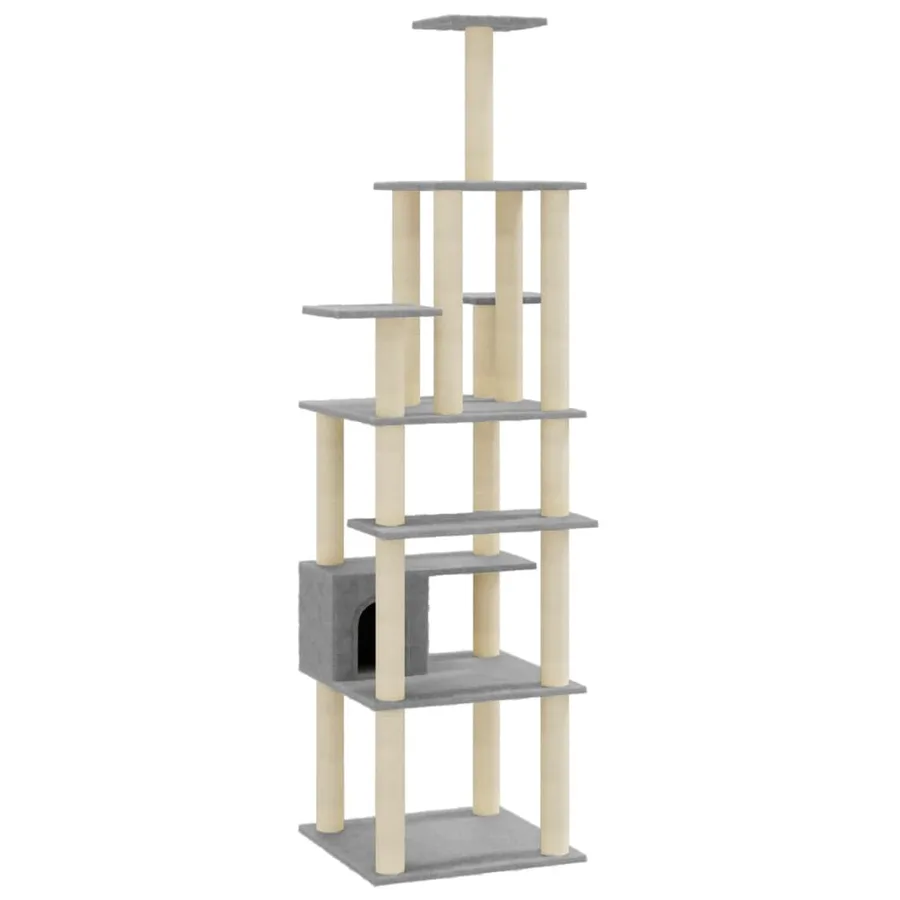 Arbre à chat avec griffoirs en sisal Gris clair 183 cm - 2