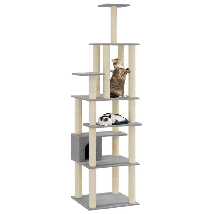 Arbre à chat avec griffoirs en sisal Gris clair 183 cm - 3