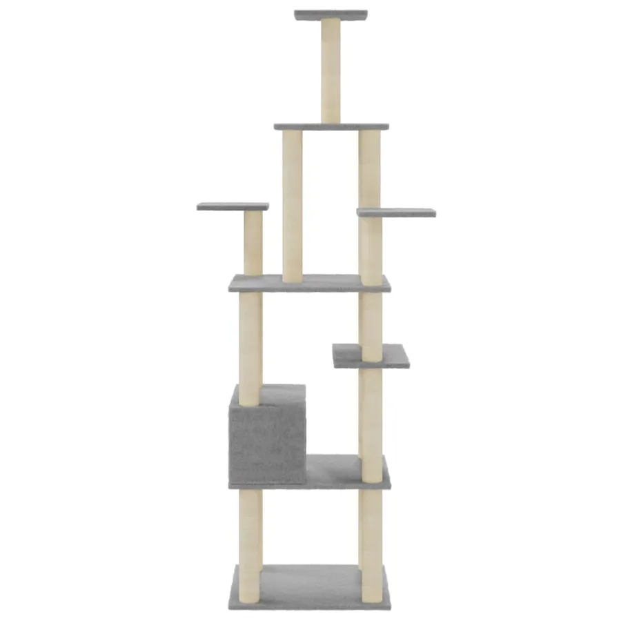Arbre à chat avec griffoirs en sisal Gris clair 183 cm - 5