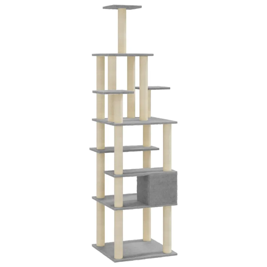 Arbre à chat avec griffoirs en sisal Gris clair 183 cm - 6
