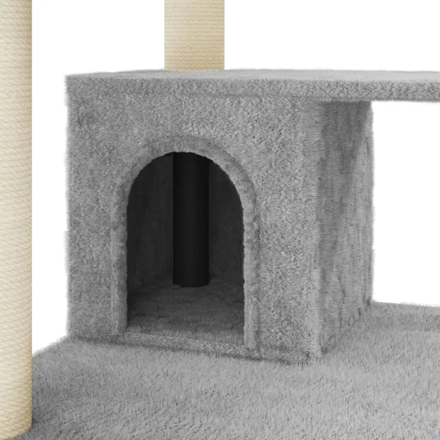 Arbre à chat avec griffoirs en sisal Gris clair 183 cm - 7
