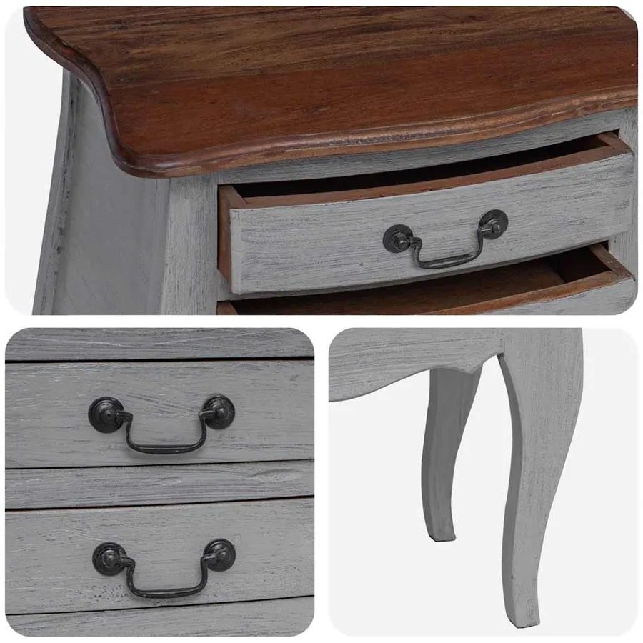 Table de chevet bois d'acajou massif 48x35x64 cm - 8