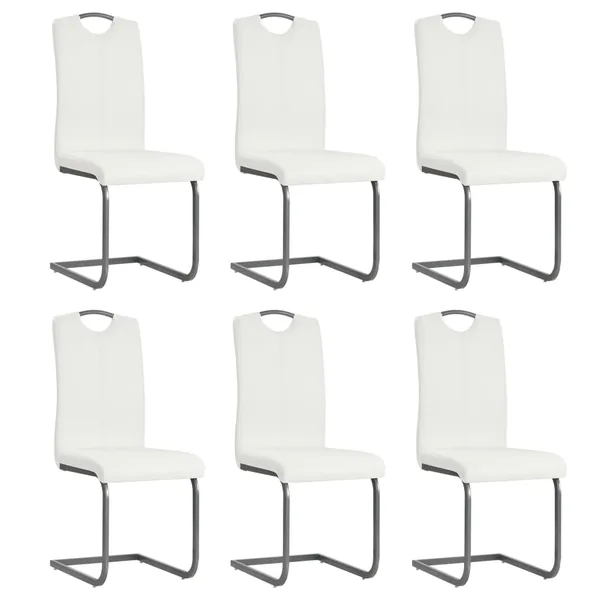 Chaises à manger cantilever lot de 6 blanc similicuir