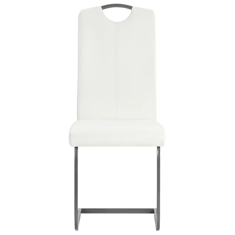Chaises à manger cantilever lot de 6 blanc similicuir - 3