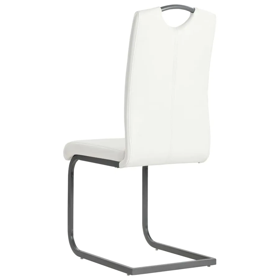 Chaises à manger cantilever lot de 6 blanc similicuir - 5