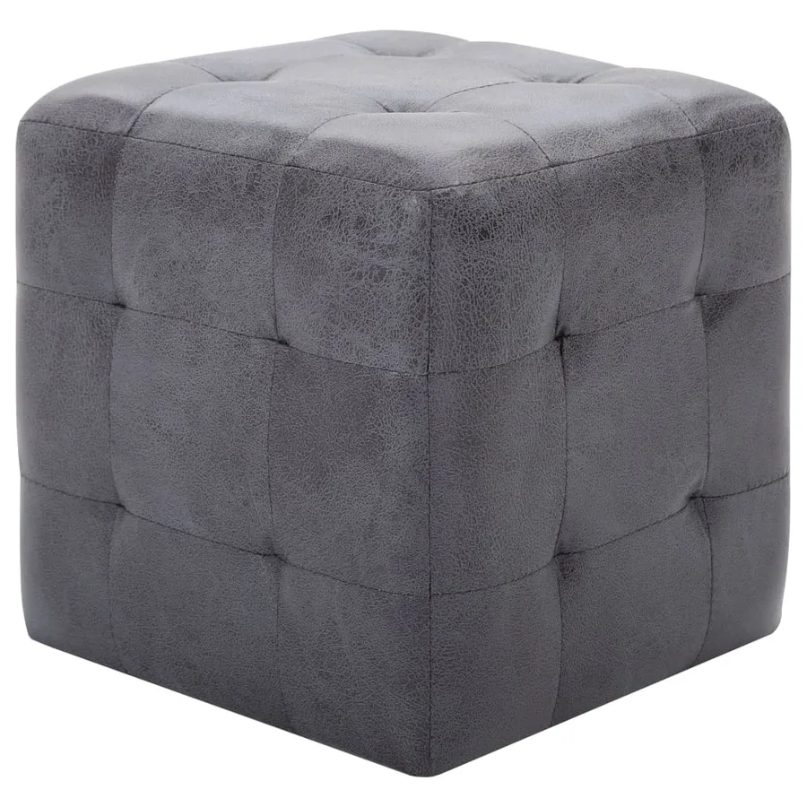 2 pcs Tables de chevet Gris 30x30x30 cm Similicuir daim - 2