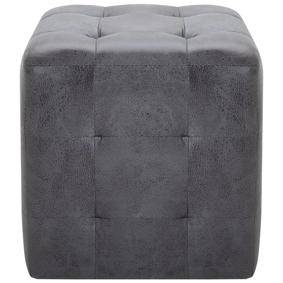 2 pcs Tables de chevet Gris 30x30x30 cm Similicuir daim - 3