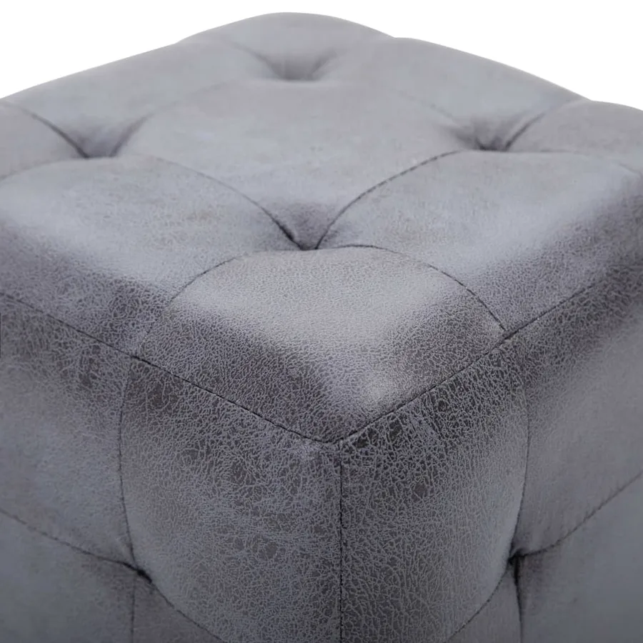 2 pcs Tables de chevet Gris 30x30x30 cm Similicuir daim - 4