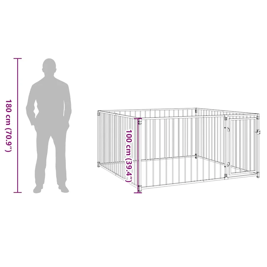 Chenil d'extérieur pour chiens 200 x 200 x 100 cm - 8