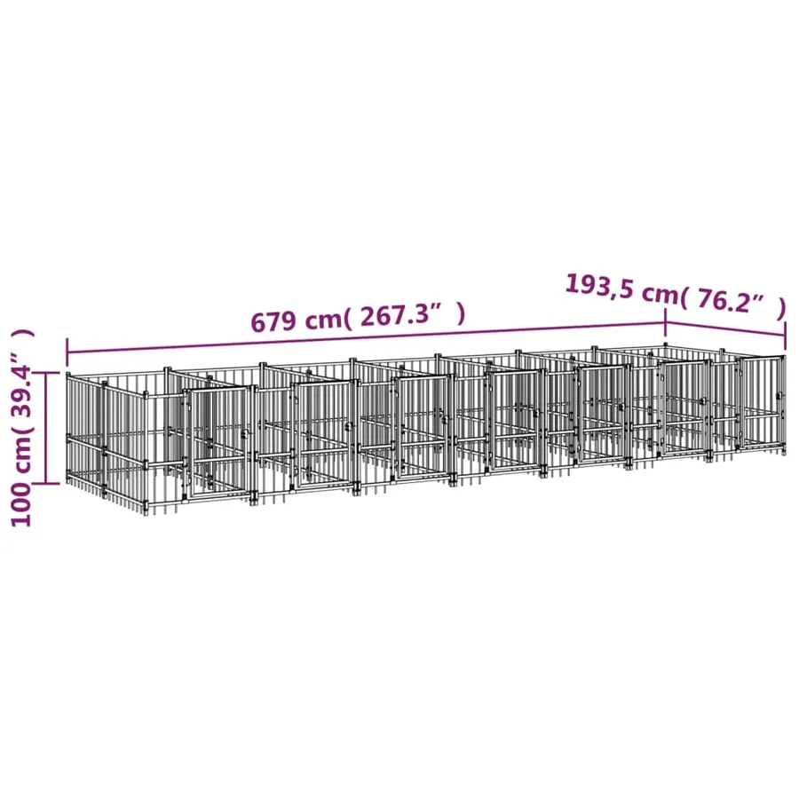 Chenil d'extérieur pour chiens Acier 13,14 m² - 6
