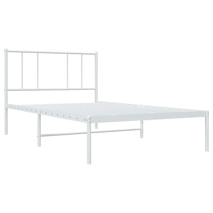 Cadre de lit métal sans matelas et tête de lit blanc 100x190 cm - 3