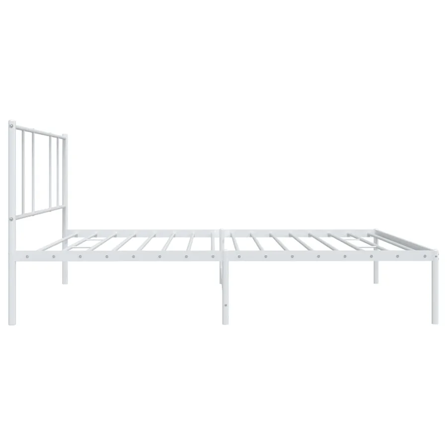 Cadre de lit métal sans matelas et tête de lit blanc 100x190 cm - 7