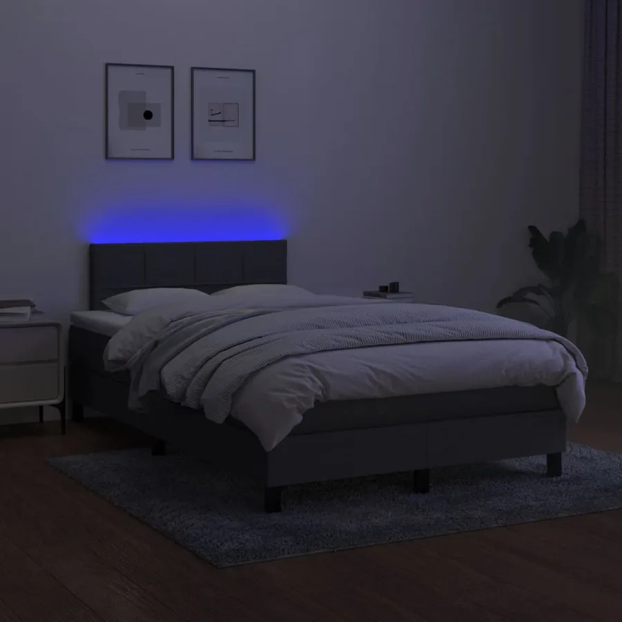 Sommier à lattes de lit et matelas et LED Gris foncé 120x200 cm - 4