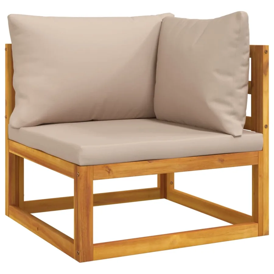 Salon de jardin 4 pcs avec coussins taupe bois massif - 4