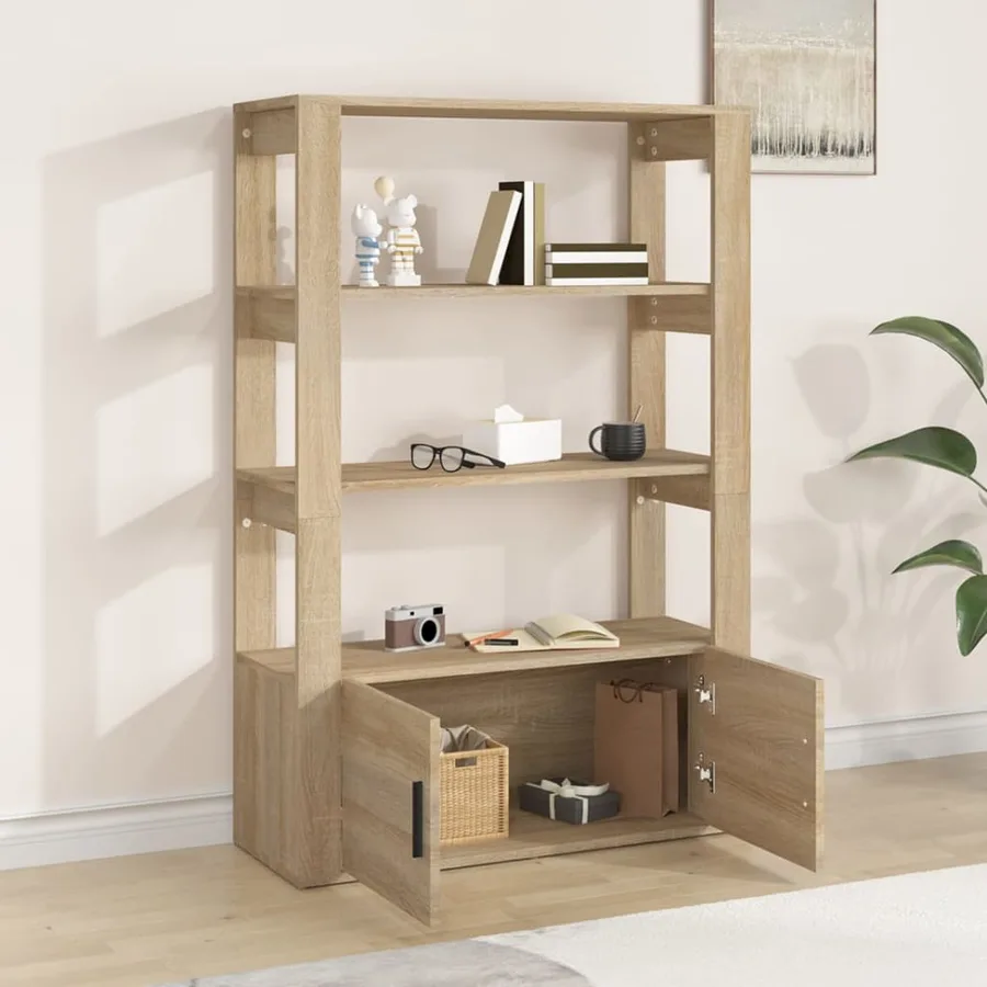 Buffet Chêne sonoma 80x30x119,5 cm Bois d'ingénierie - 3