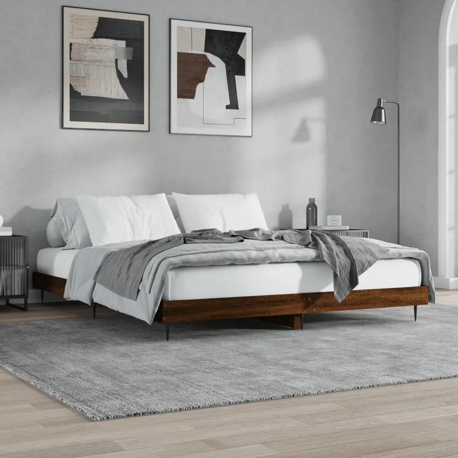 Cadre de lit sans matelas chêne marron 200x200 cm - 4