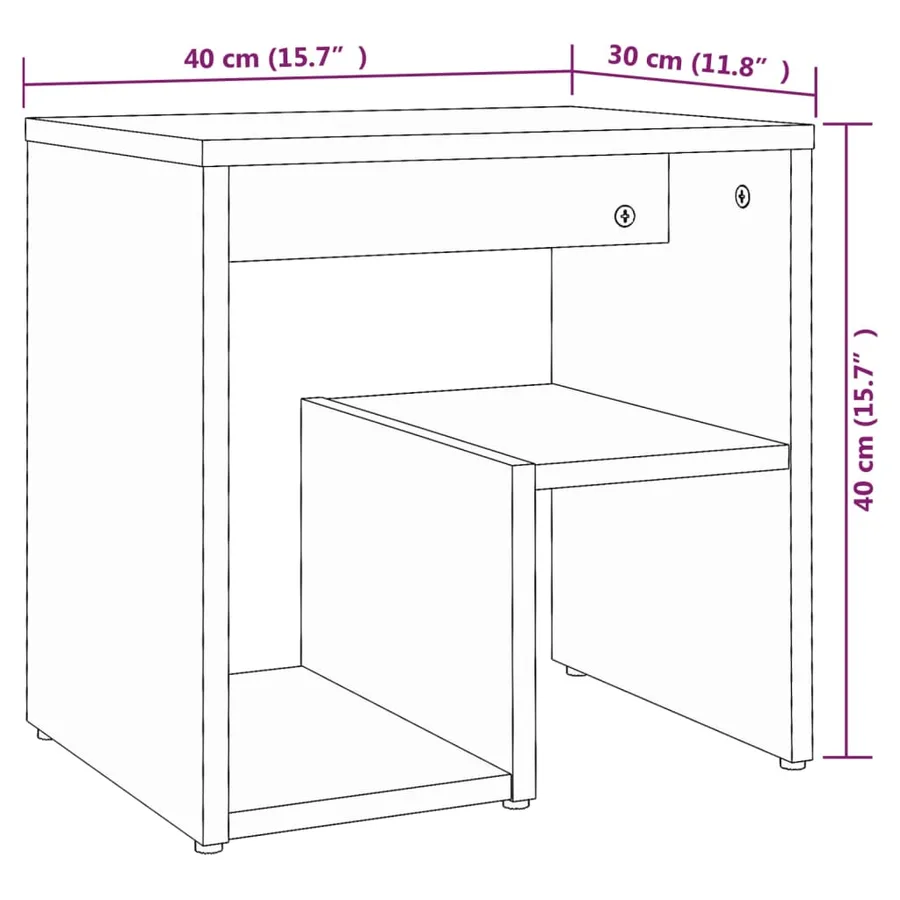 Table de chevet Chêne marron 40x30x40 cm Bois d'ingénierie - 7