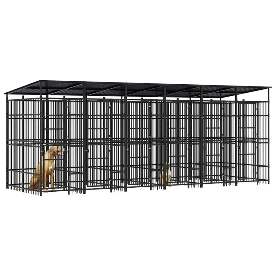 Chenil d'extérieur avec toit pour chiens Acier 11,06 m² - 4