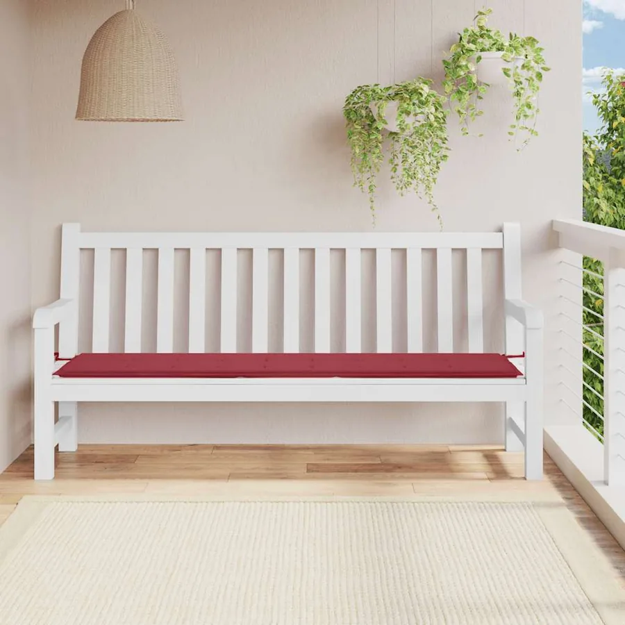 Coussin de banc de jardin rouge bordeaux 200x50x3 cm