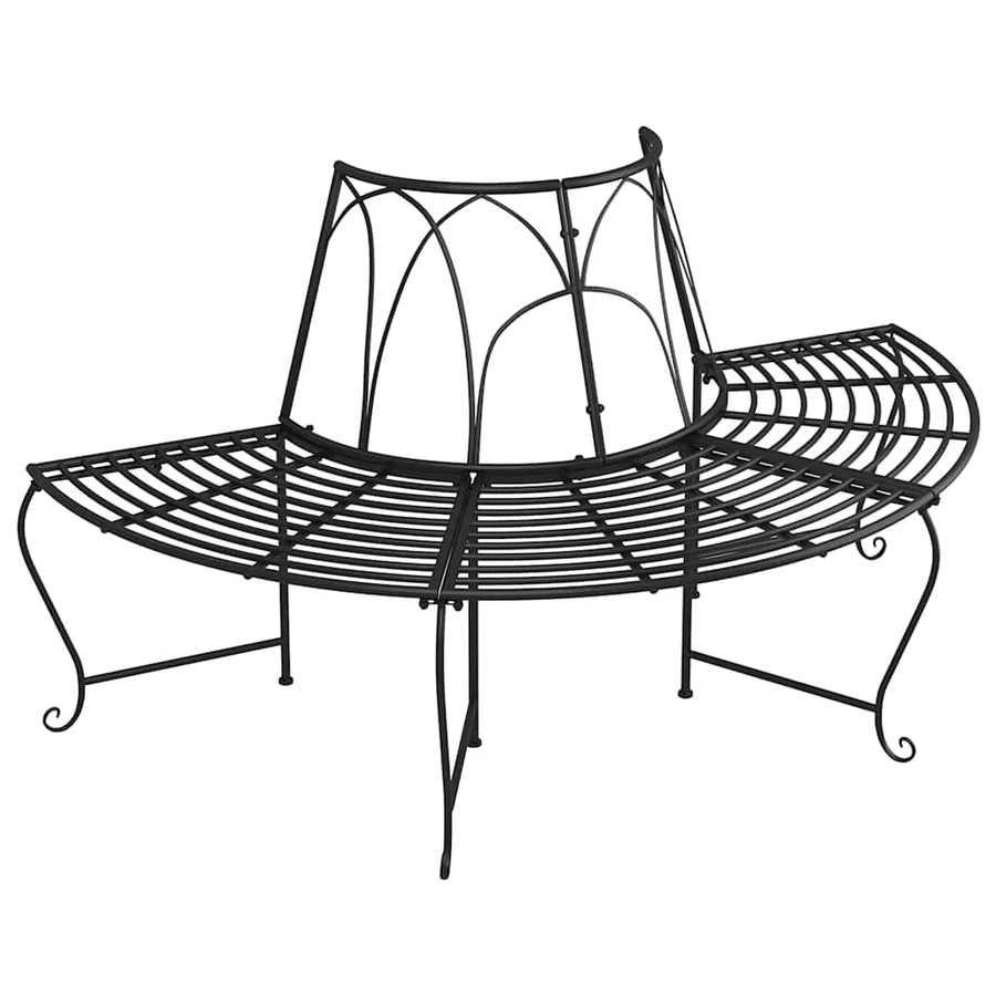 Banc demi-circulaire tour d'arbre lot de 2 Ø159 cm Noir Acier - 2