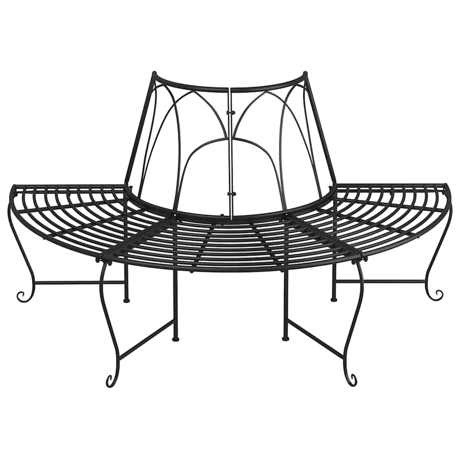 Banc demi-circulaire tour d'arbre lot de 2 Ø159 cm Noir Acier - 3