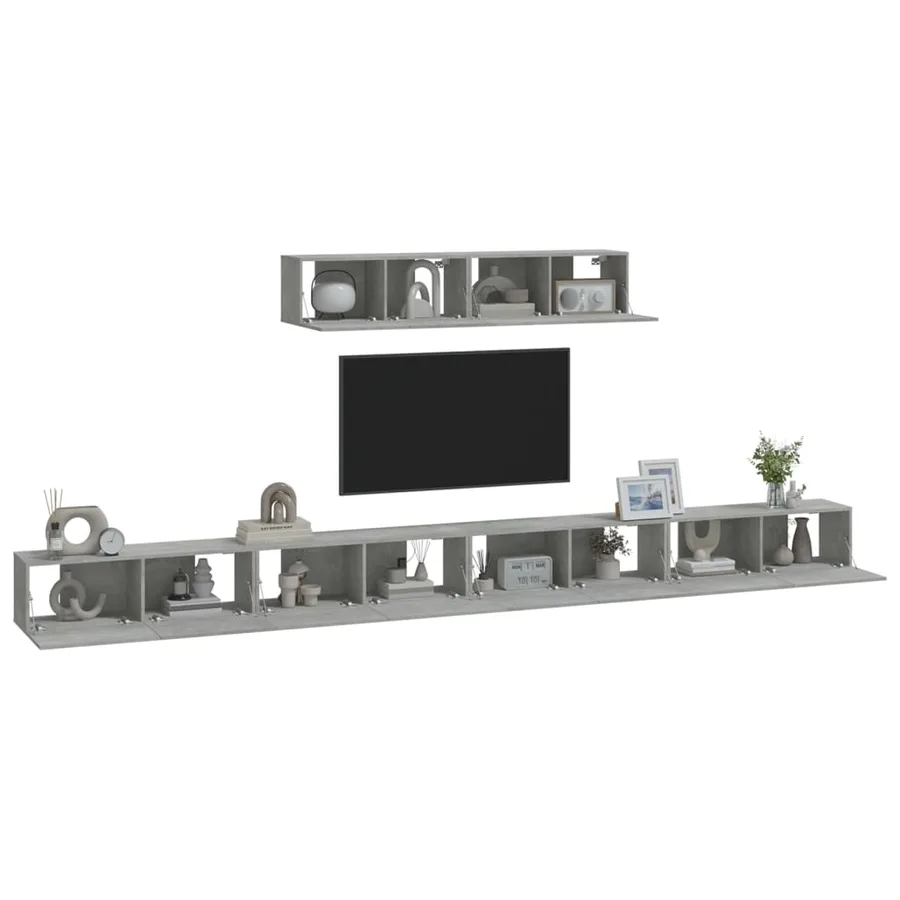 Ensemble de meubles TV 6 pcs Gris béton Bois d'ingénierie - 7