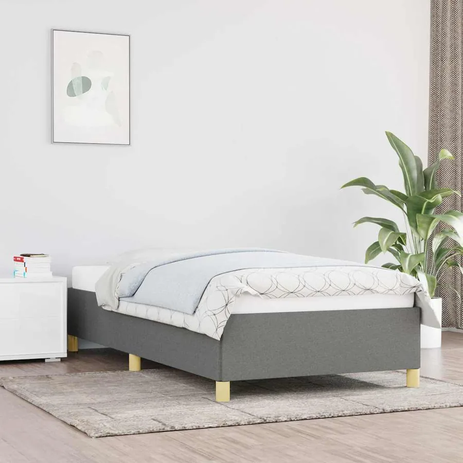 Cadre de lit sans matelas gris foncé 90x200 cm tissu