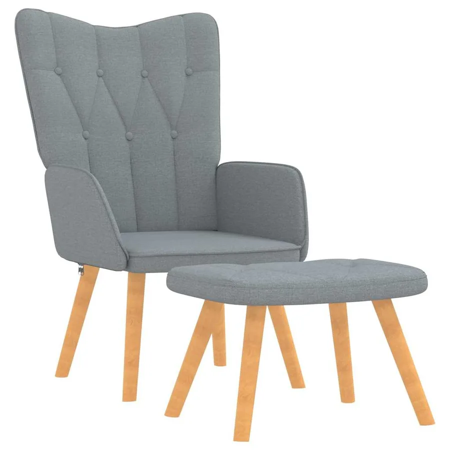 Chaise de relaxation avec tabouret Gris clair Tissu - 2