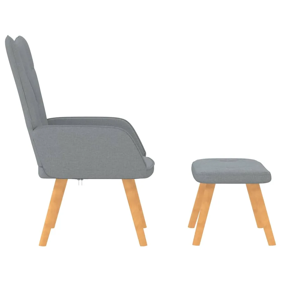 Chaise de relaxation avec tabouret Gris clair Tissu - 3