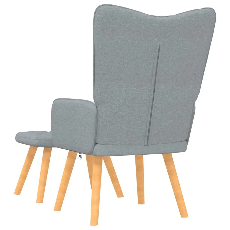 Chaise de relaxation avec tabouret Gris clair Tissu - 4