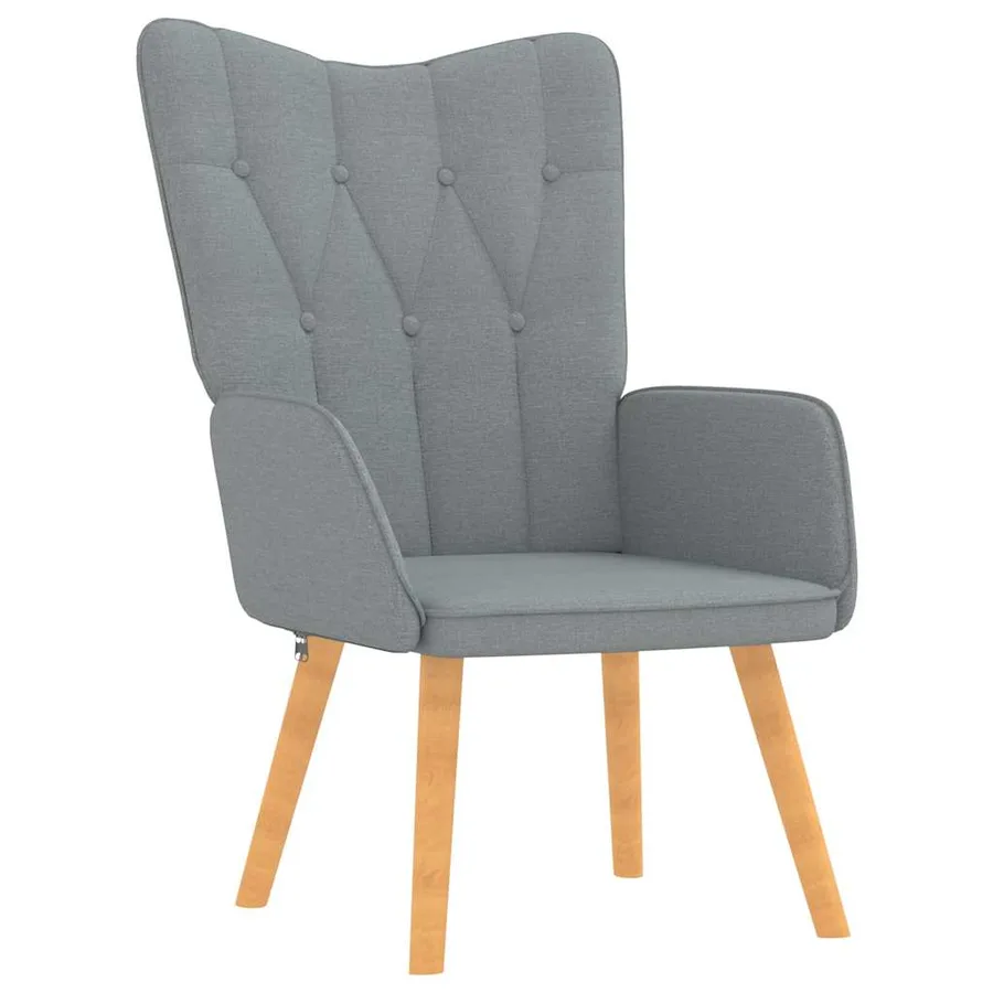 Chaise de relaxation avec tabouret Gris clair Tissu - 5