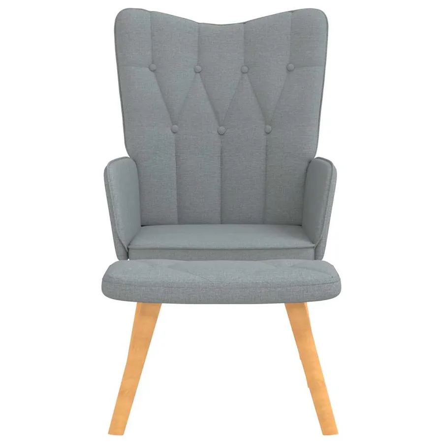 Chaise de relaxation avec tabouret Gris clair Tissu - 8