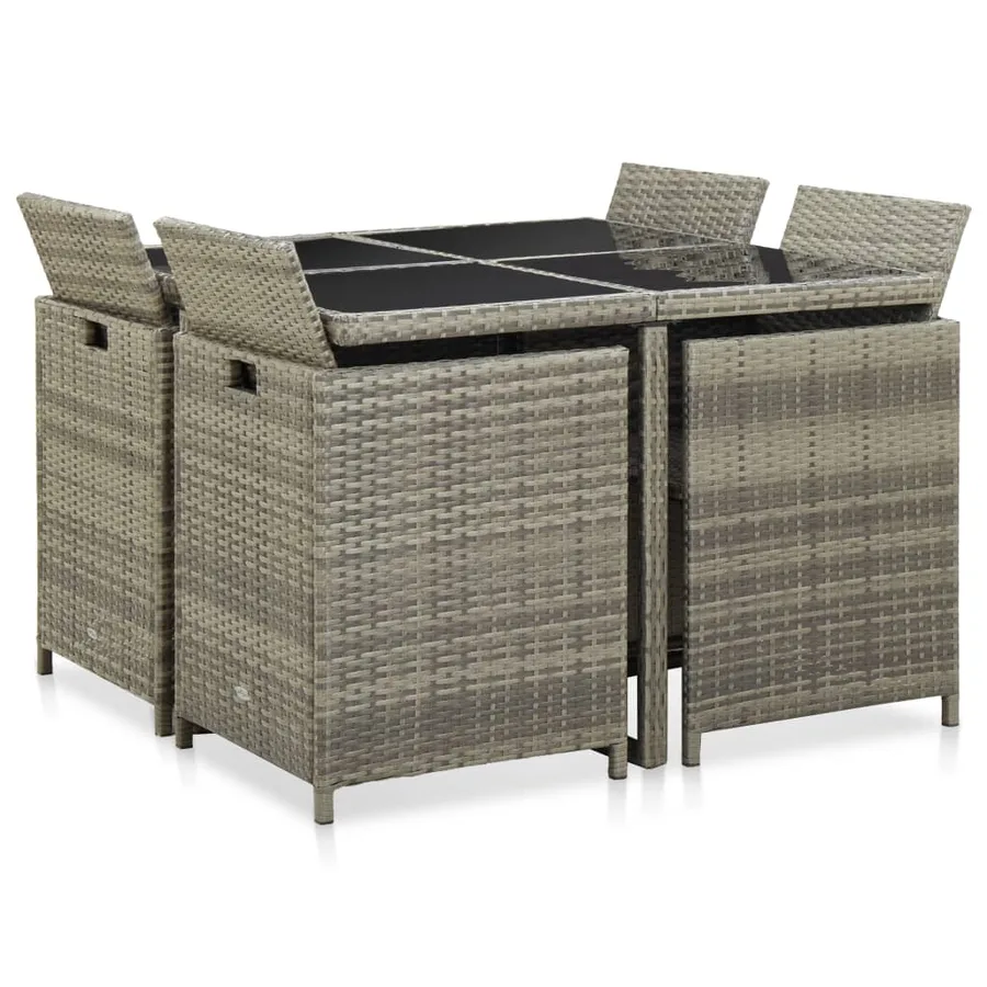 Ensemble à manger d'extérieur 9pcs et coussins Résine tressée - 4