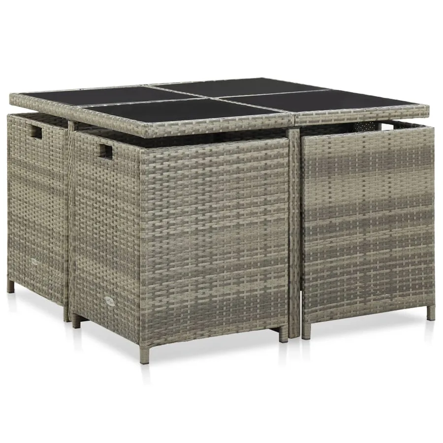 Ensemble à manger d'extérieur 9pcs et coussins Résine tressée - 5