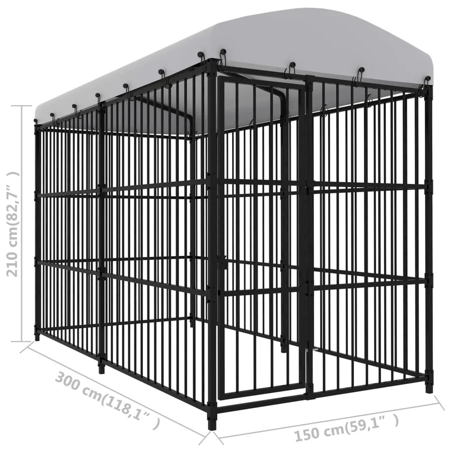 Chenil d'extérieur avec toit pour chiens 300x150x210 cm - 5