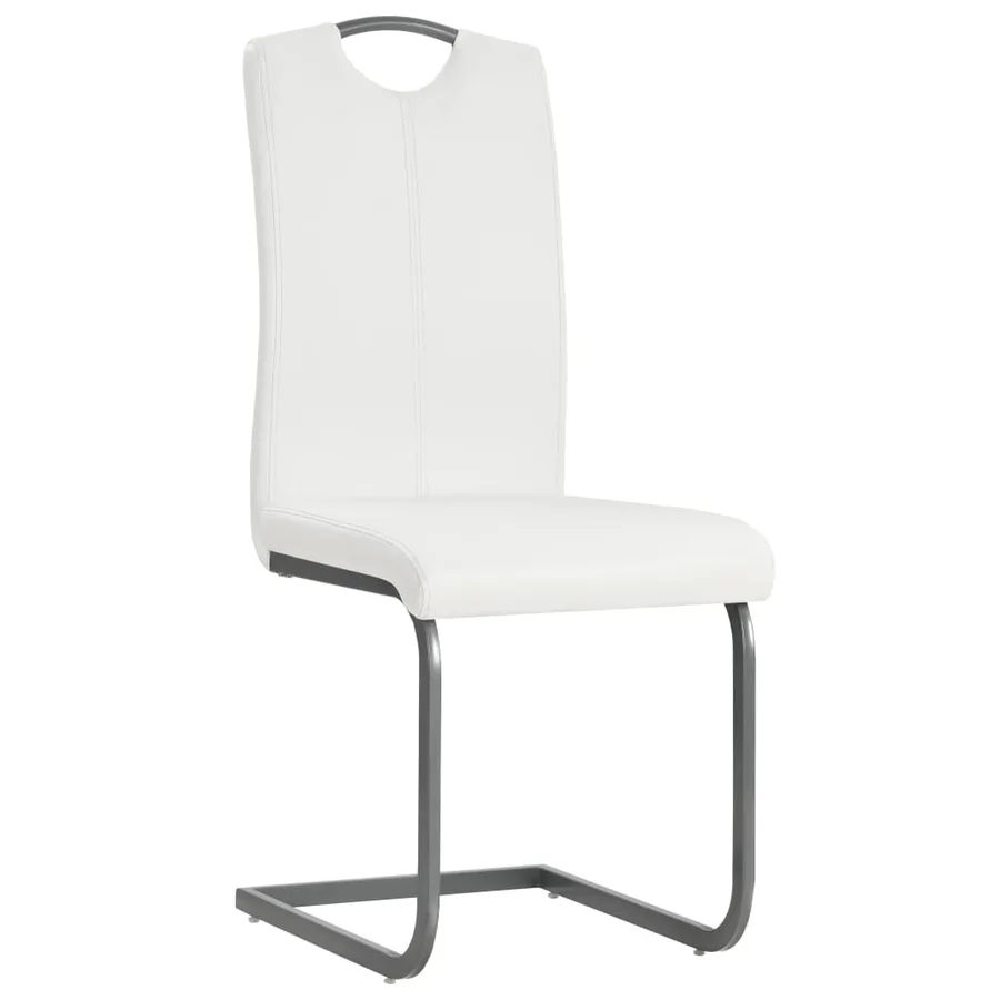 Chaises à manger cantilever lot de 2 blanc similicuir - 2