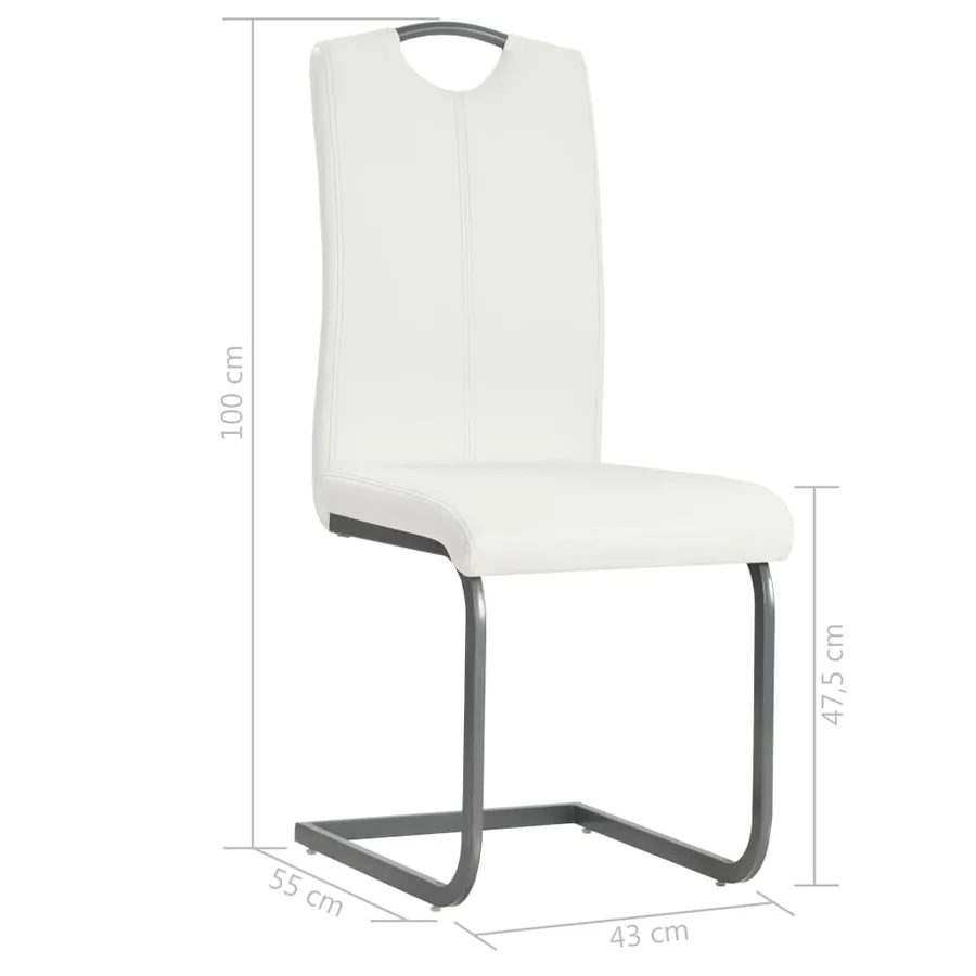 Chaises à manger cantilever lot de 2 blanc similicuir - 8
